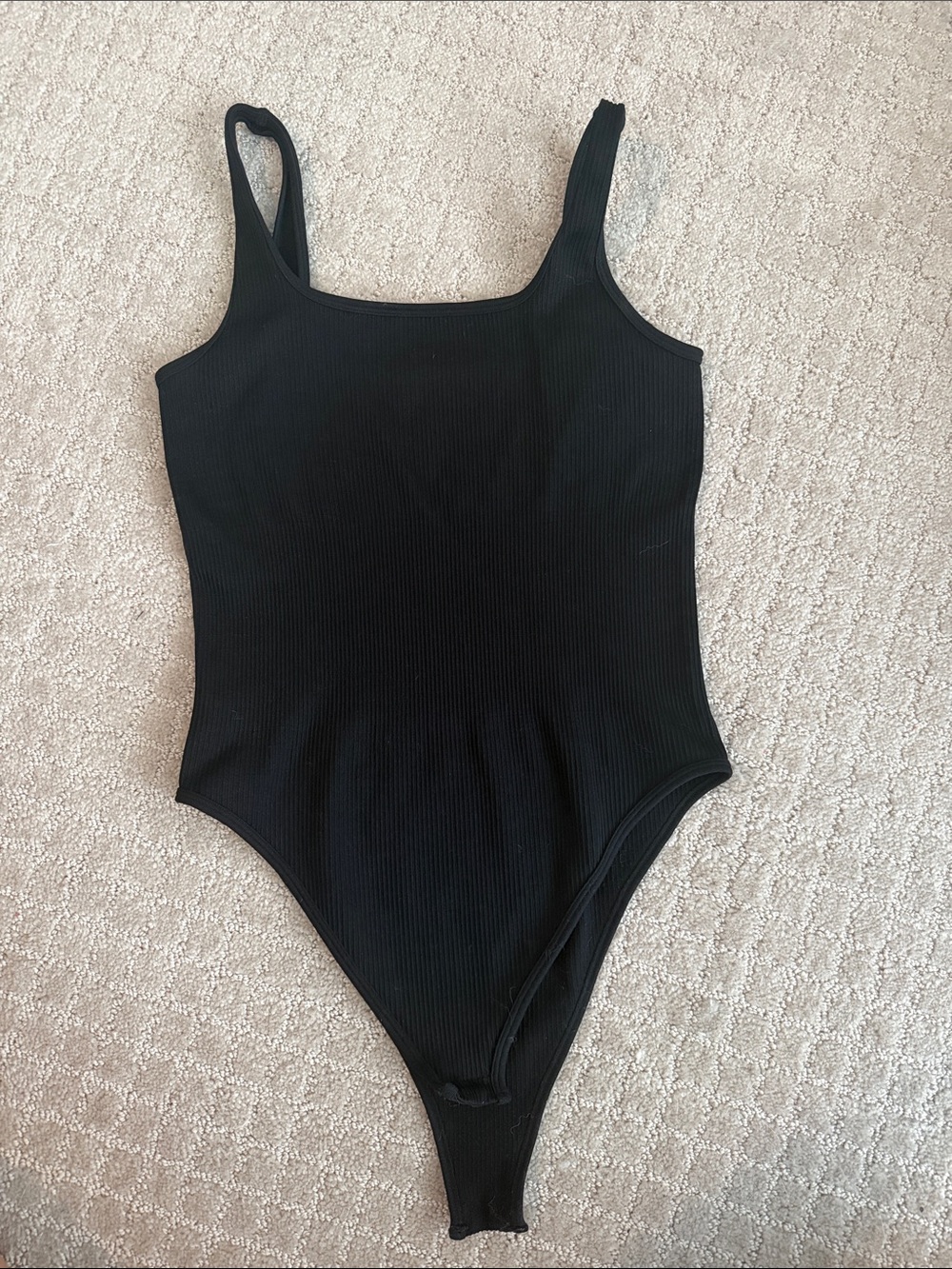 Classic Ribbed Black Tank Bodysuit for Women